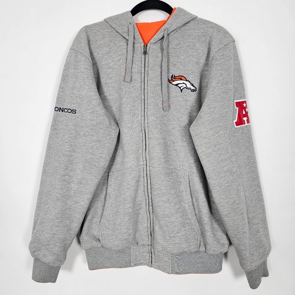 NFL Reversible Denver Broncos AFC Hooded Mens Medium Long Sleeve Full Zip Jacket - Picture 4 of 9